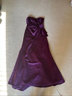 Strapless Purple Evening Gown with Side Bow